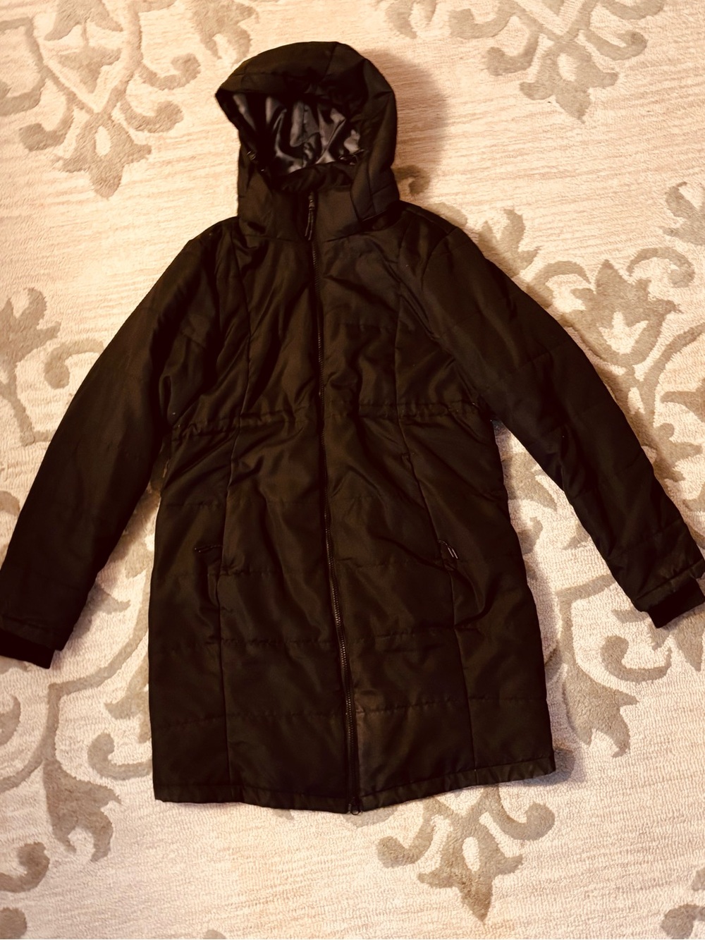 Maternity Black Hooded Winter Coat